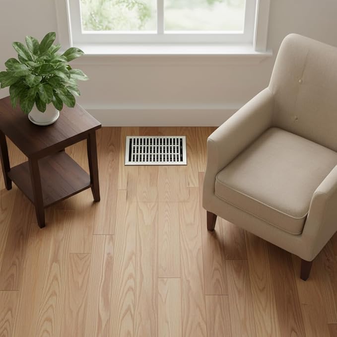 Empire Register Co, Vent Cover - 6x10 inch, Modern Contemporary Design, Brushed Nickel Finish, Heavy Duty Floor Vent Covers, Metal Damper Attached Vent Covers for Home Floor only