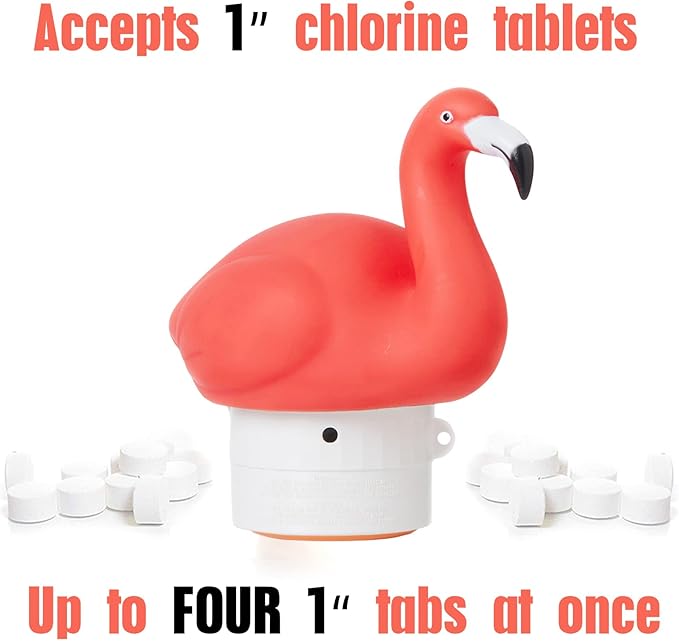 XY-WQ Flamingo Chlorine Floater for 1" Tab ONLY, Mini Floating Pool Chlorine Dispenser