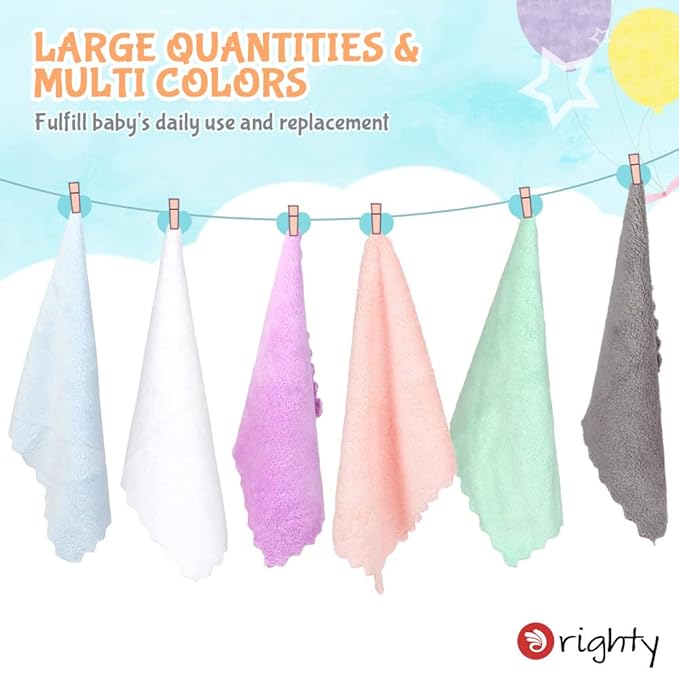 Orighty Baby Washcloths 12 Pack, Microfiber Coral Fleece Baby Face Towels, Soft and Absorbent Wash Cloths for Newborns, Infants and Toddlers, Gentle on Delicate Skin for Face Hands and Body, 7x9 Inch