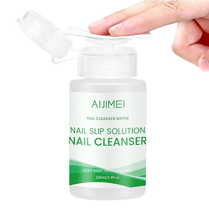 AIJIMEI 2in1 Poly Extension Gel Slip Solution 160ml Pump Dispenser Bottle Poly Gel Slip Solution For Nail Art Extensions, Nails Gel Cleanser Quick Cleaning Surface Floating Gel Smooth & Glossy Results
