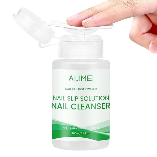 AIJIMEI 2in1 Poly Extension Gel Slip Solution 160ml Pump Dispenser Bottle Poly Gel Slip Solution For Nail Art Extensions, Nails Gel Cleanser Quick Cleaning Surface Floating Gel Smooth & Glossy Results
