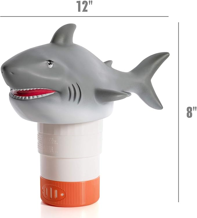 XY-WQ Chlorine Floater, Floating Pool Chlorine Dispenser (Shark), Fits 1 and 3 Inch Tablets for Large and Small Pools, Hot Tub, Spa