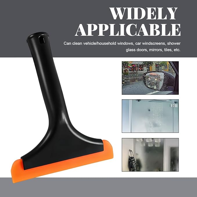 Small Silicone Window Squeegee, Car Windshield Silicone Squeegee, Auto Windshield Water Blade Scraper with 5.9 Inch Blade and Non-Slip Handle for Window, Mirror, Glass Door (Black)