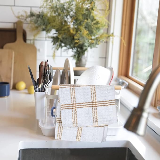 DAN RIVER Premium Dish Cloth 100% Cotton 12 X 12 Inches |Pack of 8|-Ultra Soft Tea Towels-Highly Absorbent Kitchen Rags-Terry Dishcloth for Kitchen and Household Cleaning |Tan|