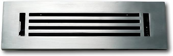 Madelyn Carter 6 x 10 Cast Aluminum Linear Bar Vent Cover with Damper - Brushed Satin (Overall: 7.25 x 11.5) | Floor Register - Wall Register