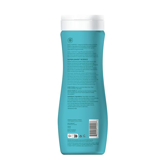 ATTITUDE Extra Gentle Hair Shampoo, EWG Verified, Soothes Dry Scalp, Naturally Derived Ingredients, Vegan and Plant Based, Unscented, 16 Fl Oz