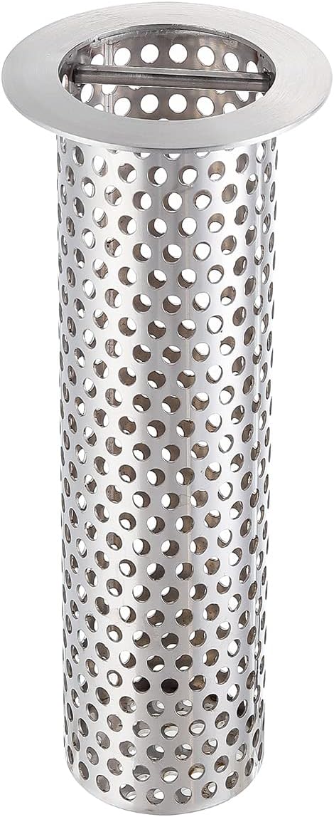 2" Commercial Floor Drain Strainer, 6'' High, Thick Perforated 316 Stainless Steel and Finely Polished Drain Basket for Restaurant/Factory/Kitchen