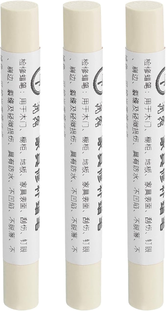 uxcell Furniture Repair Crayons, 3Pcs - Wood Wax Filler Stick, Furniture Markers Touch Up - for Scratches Holes Tables Desks Wooden Floors Cover Ups, Salt White