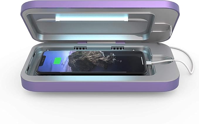 PhoneSoap 3 UV Cell Phone Sanitizer and Dual Universal Cell Phone Charger | Patented and Clinically Proven 360 Degree UV Light Sanitizer | Cleans and Charges All Phones (Periwinkle)