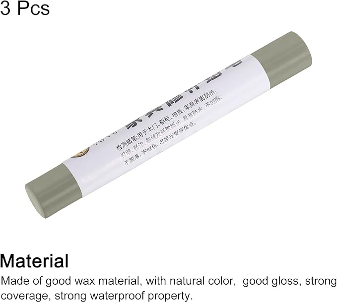 uxcell Furniture Repair Crayons, 3Pcs - Wood Wax Filler Stick, Furniture Markers Touch Up - for Scratches Holes Tables Desks Wooden Floors Cover Ups, Oil Blend Gray