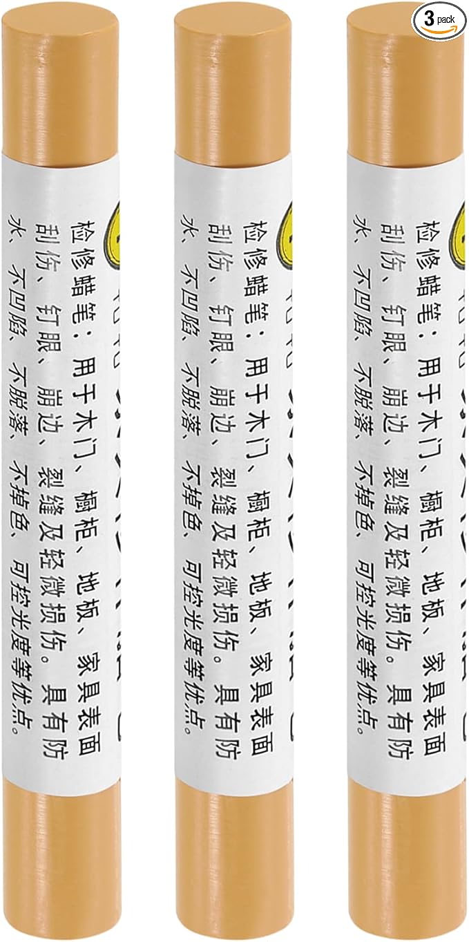 uxcell Furniture Repair Crayons, 3Pcs - Wood Wax Filler Stick, Furniture Markers Touch Up - for Scratches Holes Tables Desks Wooden Floors Cover Ups, Earthy Yellow