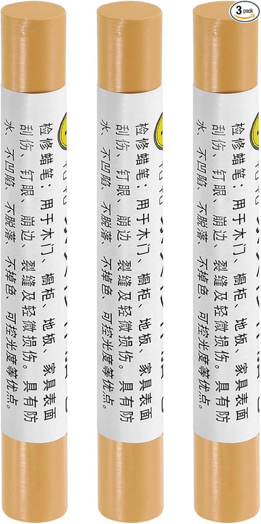 uxcell Furniture Repair Crayons, 3Pcs - Wood Wax Filler Stick, Furniture Markers Touch Up - for Scratches Holes Tables Desks Wooden Floors Cover Ups, Earthy Yellow