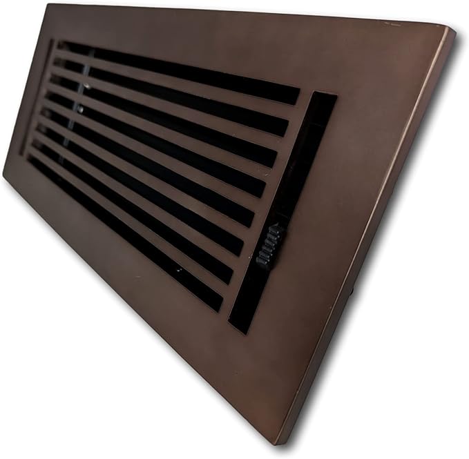 Madelyn Carter 4 x 12 Cast Aluminum Linear Vent Cover with Damper - Oil Rubbed Bronze (Overall: 5.75 x 13.75) | Floor Register - Wall Register