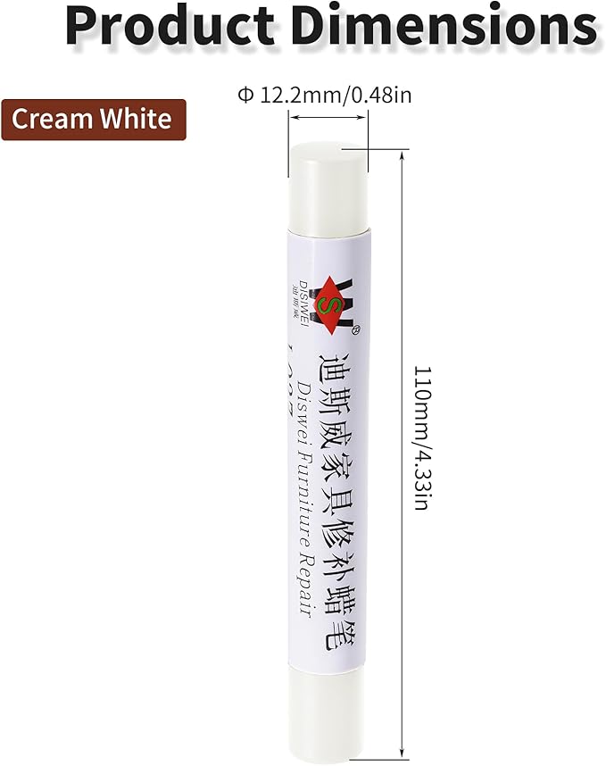 Wood Filler Sticks Cream White Furniture Scratch Repair Crayons Wood Floor Repair Wax Filler Sticks Furniture Repair Wax Crayons for Wooden Furniture, Floors, Cabinets & Tables