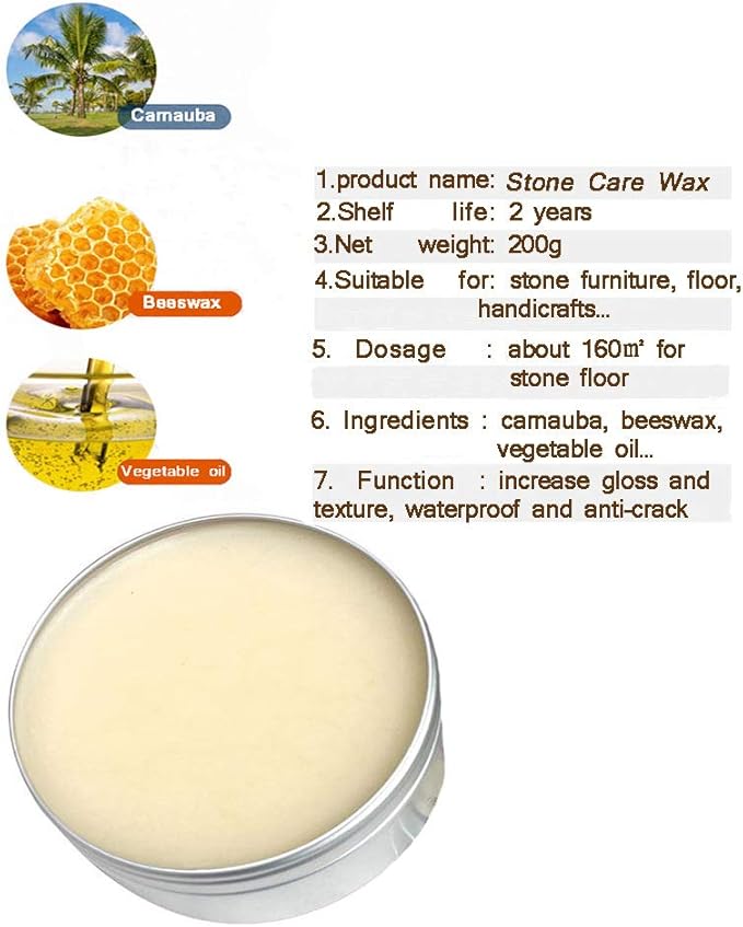 TooGet Stone Seasoning Beeswax Furniture Polish & Restoration Care Beeswax, Suit for Marble Furniture, Ceramic Tiles, Stone Floor, Walls, Polish Protection - 7OZ