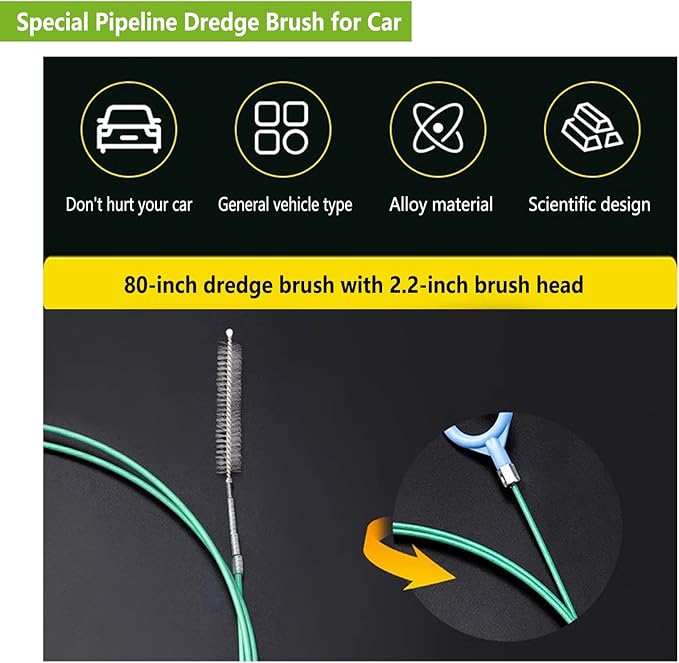 1Pc 80" Extra-Long Flexible Tube Cleaning Brush | Slim Bendable Drain Dredging Tool for Feeding Tubes, Air Hoses, Racking Lines & Narrow Pipes
