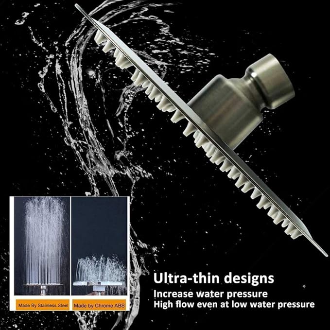 NearMoon Rain Shower Head, Ultra-Thin Design-Pressure Boosting, Awesome Some Experience, High Flow Stainless Steel Rainfall Head (6 Inch,Brushed Nickel)