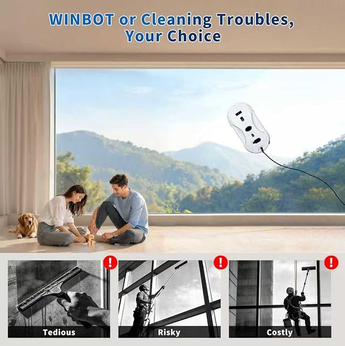 Patiixie Automatic Window Cleaning Robot, Window Cleaner Robot Auto Dual Spray, 2026 Model Robot Limpia Vidrios AI Path Planning, 3000Pa Suction, Remote Control, Edge Detection for Streak-Free Glass