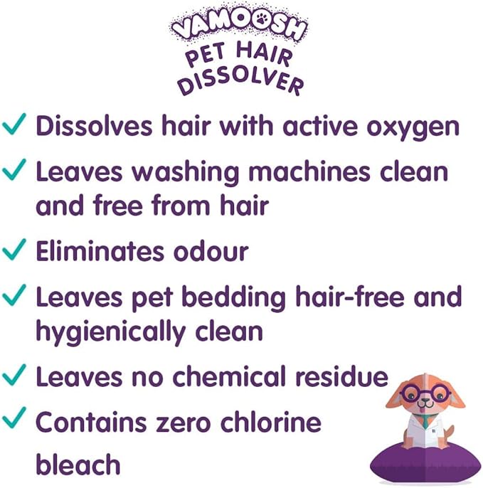 Vamoosh Pet Hair Dissolver | Patented Pet Hair Dissolving Formula | No Harmful Chemicals | Safe for Pets | Removes Odor | Dissolves Dog, Cat & Animal Fur | Easy to Use | 100g (Pack of 3)