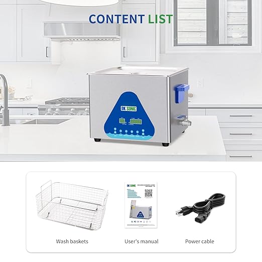 DK SONIC Ultrasonic Cleaner 15L,360W Industrial Ultrasonic Parts Cleaner with Heater&Timer, Digital Control&Basket, Multiple Functions for Motorcycle Engines,Carburetors, Chains