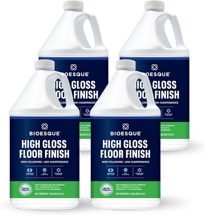 Bioesque High Gloss Floor Finish, 1 Gallon (Pack of 4)
