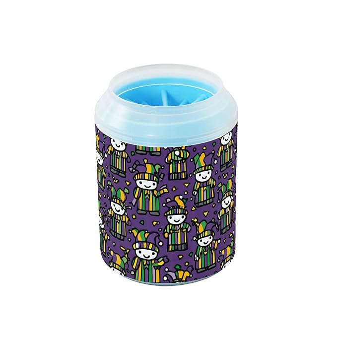 Dog Paw Cleaner Cups for Dogs Pets Foot Washer Paw Scrubber for Medium Small Cats Dogs Cute Cleaning Cup Cute Mardi Gras Dots