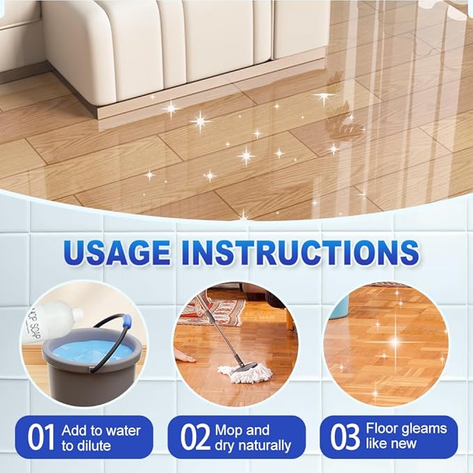 Brazilian Waves Mop Soap Concentrate, Multi-Surface Floor Cleaner for Tile, Laminate & Hardwood Formula for Kitchen, Bathroom & Home | Crisp Clean Scent (120ML-1PCS)