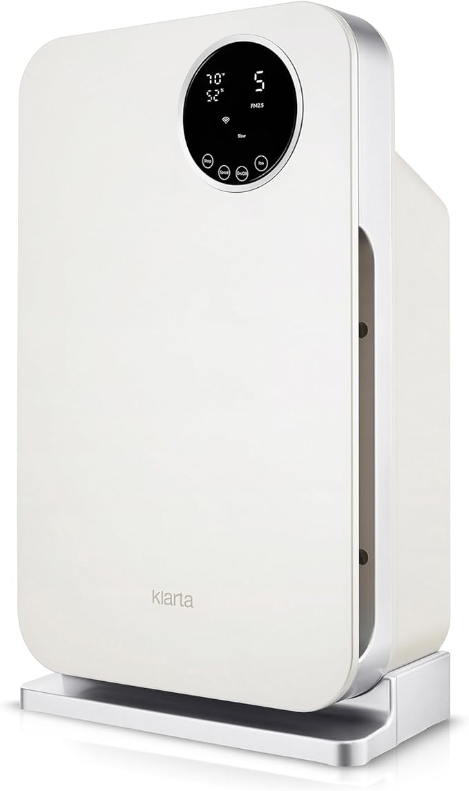 Air Purifier for Home - Smart WiFi App - Ultra Quiet 20 dB - Removes Allergens, Smoke & Odors - 99.97% Particle Filtration - Up to 1200 ft - Klarta Forste White