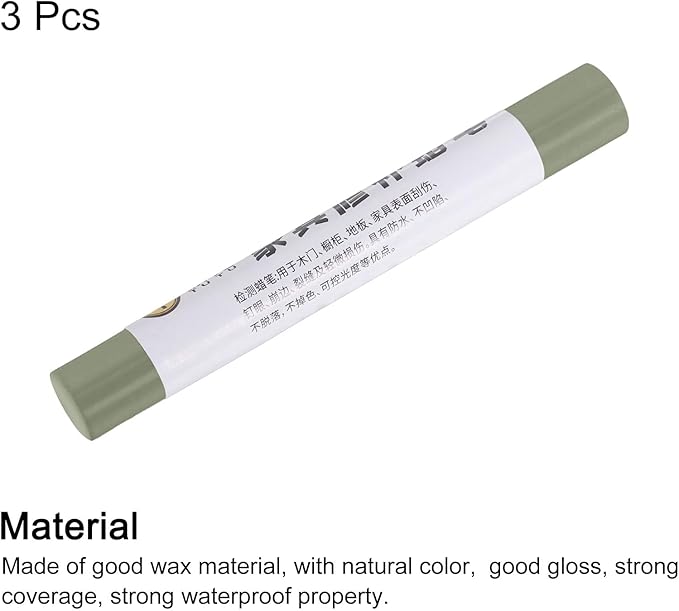 uxcell Furniture Repair Crayons, 3Pcs - Wood Wax Filler Stick, Furniture Markers Touch Up - for Scratches Holes Tables Desks Wooden Floors Cover Ups, Oil Blend Green