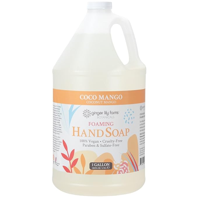 Ginger Lily Farms Botanicals All-Purpose Foaming Hand Soap Refill, Coco Mango, 100% Vegan & Cruelty-Free, Coconut Mango Scent, 1 Gallon (128 fl oz)