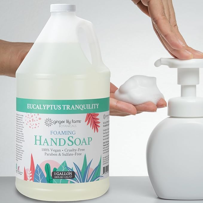 Ginger Lily Farms Botanicals All-Purpose Foaming Hand Soap Refill, 100% Vegan & Cruelty-Free, Eucalyptus Tranquility Scent, 1 Gallon (Pack of 4)