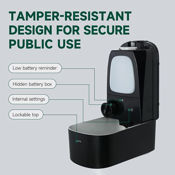 Commercial Automatic Soap Dispenser Large 34oz/1000ml Capacity Wall-Mounted Touchless Liquid Dispenser for High-Traffic Restrooms, Offices, Hospitals Model AD1220S Black