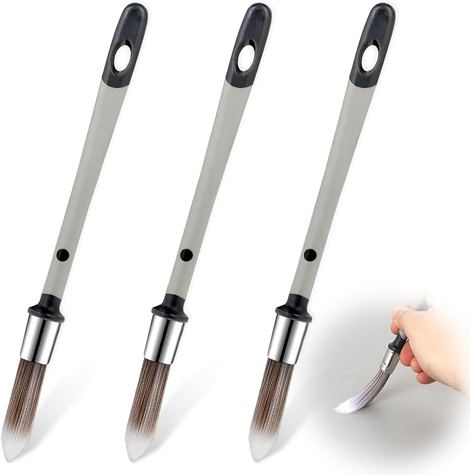3 Pcs Paint Brushes for Painting Walls 0.37 Inch Small Paint Brush, Trim Paint Brushes Edge Painting Tool for Baseboards Furniture House Wall Corners Detail Paint Edger Brush and Touch Up Painting