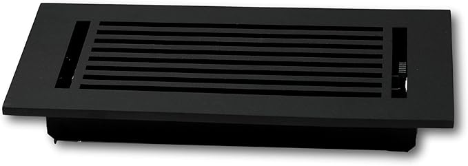 Madelyn Carter 6 x 12 Cast Aluminum Linear Bar Vent Cover with Damper - Black (Overall: 7.25 x 13.5) | Floor Register - Wall Register