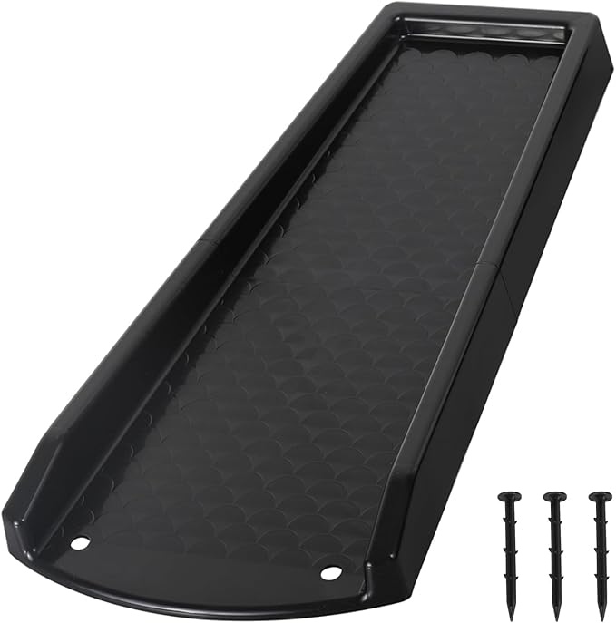 Rain Gutter Downspout Splash Block, Gutter Downspout Extensions for Water Drainage, 24" Gutter Splash Guards Downspout Extender, Fixable Down spout Drain Trays with PE Nails(1 Pack, Black)