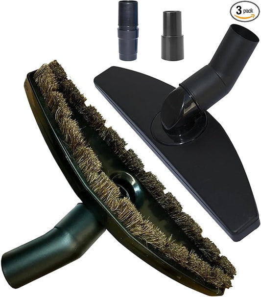 Replacement Vacuum Brush Head With 32MM Connection & 1-3/8-Inch to 1-1/4-Inch Adapter | Works on Low Carpet & All Floors | Horse Hair Hardwood Vacuum Attachment