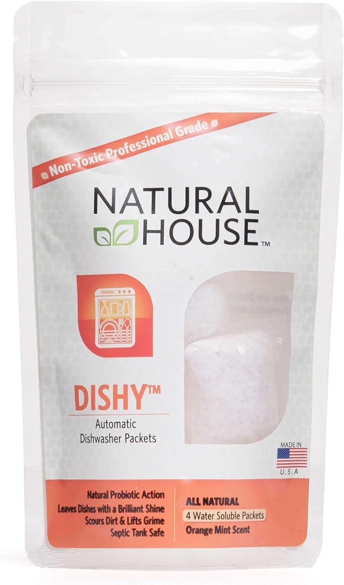 Natural House Dishy - High Strength Automatic Dishwasher Packets - Cuts Through Dirt and Lifts Grime From Dishes and Silverware - All Dish Types - Water Soluble Pouch - 20 Pack