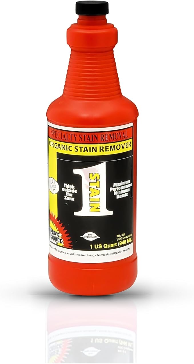 Pro's Choice Stain 1, Effective & Incredible Spot Remover for Fabric, Organic Stain Remover Laundry Cleaner, Grease & Spot Cleaner for Clothes, Use as Stain Treater Spray for Carpet & Couch, 1 Quart