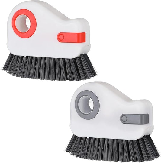 2 PCS Groove Cleaning Brush 2 in 1 Window Track Cleaning Tool Crevice Cleanings Brush Multifunction Hard Bristle with Hidden Scraper Grout Cleaner Grip Brushes for Slid Door Track Window Sill
