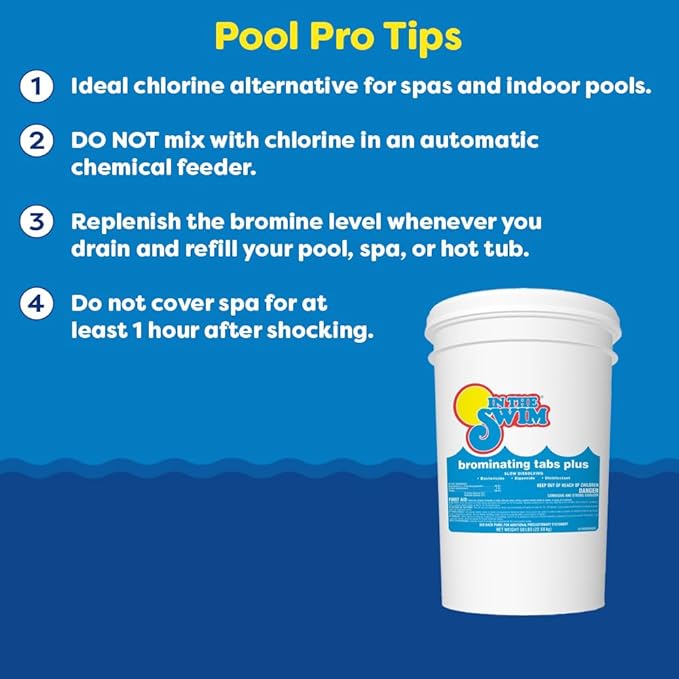 In The Swim 1 Inch Bromine Plus Tablet Sanitizer for Spas, Hot Tubs, or Swimming Pools - Pre-Stabilized, Low Odor, Chlorine Alternative – 3.5 Pounds