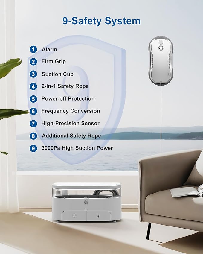 S9PRO Window Cleaning Robot,Window Cleaner Robot with Portable Station Suitable for Stubborn Stains Intelligent Path Planning Automatic Dual Water Spray Edge Detection