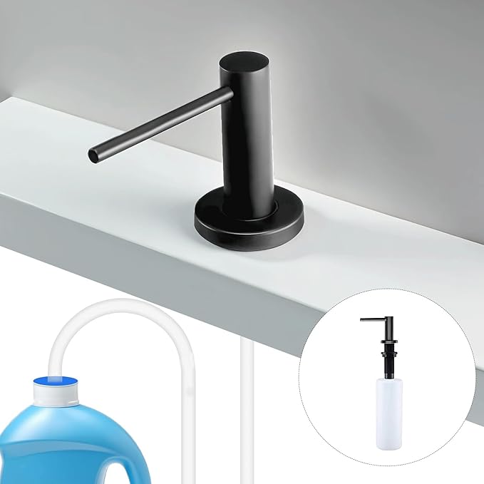 Soap Dispenser for Kitchean Sink, Built in Black Soap Dispenser Stainless Steel Soap Pump with 40" Extension Tube and 500ml Bottle