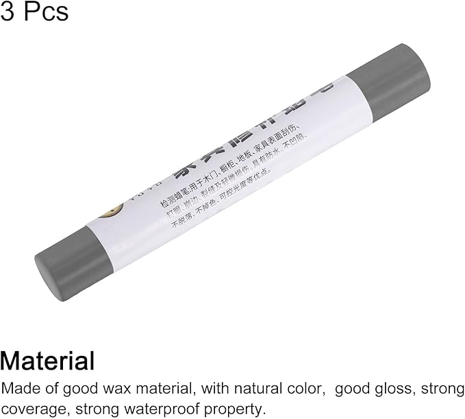 uxcell Furniture Repair Crayons, 3Pcs - Wood Wax Filler Stick, Furniture Markers Touch Up - for Scratches Holes Tables Desks Wooden Floors Cover Ups, Cloud Grey