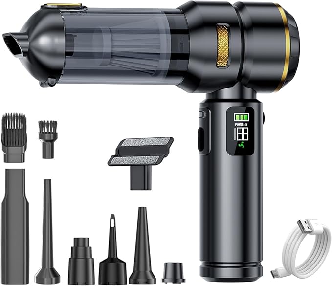 Portable Cordless Car Vacuum Cleaner,Mini Handheld Vacuum Cordless for Car,With Battery Level and Gear Display,High Power Suction of 17000PA,Large Battery Capacity and Supports Fast Charging