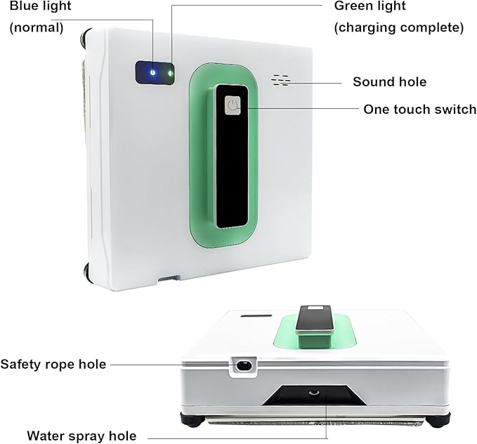 Window Cleaning Robot with Ultra-Thin 5600PA Auto Dual Two-Way Water Jet Model Glass Cleaning Automatic Smart Robot Cleaner Window Vacuum Cleaner Tiles/Class Door Indoor