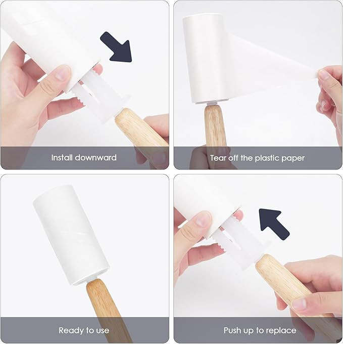 2 Pack Lint Rollers for Pet Hair, 240 Sheets Pet Hair Remover for Clothes, Portable Lint Remover Brush with Wooden Handle