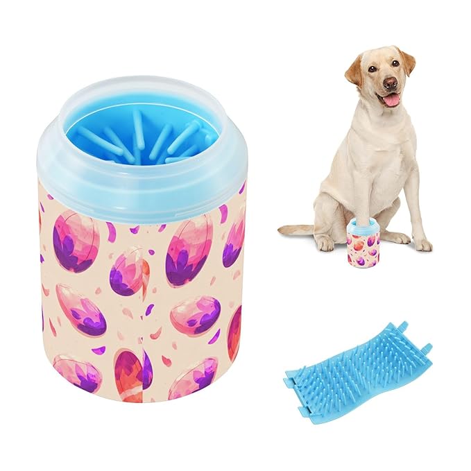 Dog Paw Cleaner Cups for Dogs Pet Foot Washer Paw Scrubber for Small Medium Large Dogs Cats Cleaning Cup Pink Purple Footballs