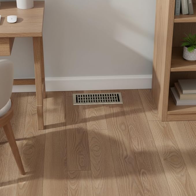 Empire Register Co, Decorative Air Vent Covers - 4x12 inch, Modern Contemporary Design, Brushed Nickel Finish, Heavy Duty Walkable Floor Register, Metal Damper Attached
