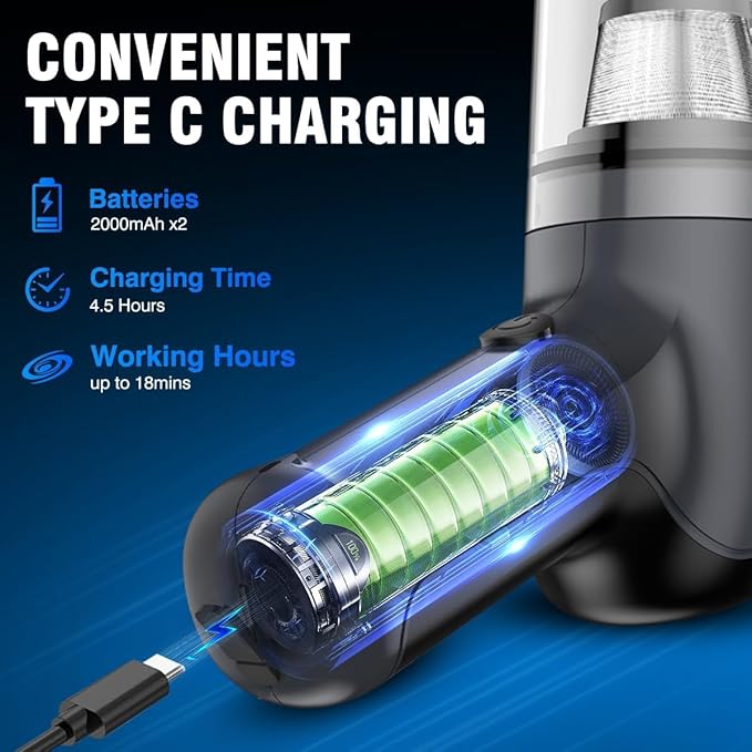 Vacuum Car Cleaner Handheld 20000PA High Power Vacuum Cleaner with Brushless Motor, 3 in 1 Keyboard Portable Vacuum Cleaner Air Duster for Car Home, LT-126