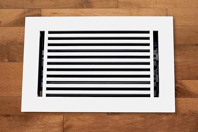 Madelyn Carter 4 x 10 Cast Aluminum Linear Bar Vent Cover with Damper - White (Overall: 5.25 x 11.5) | Floor Register - Wall Register